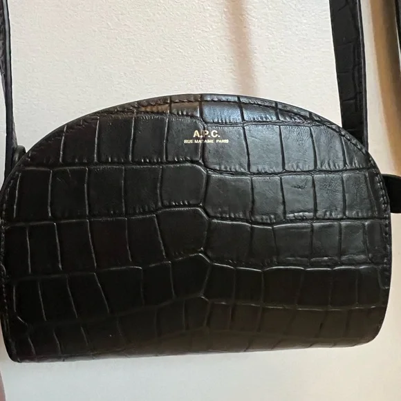 A.P.C. Black Croc-Embossed Crossbody Bag - Picture 11 of 14